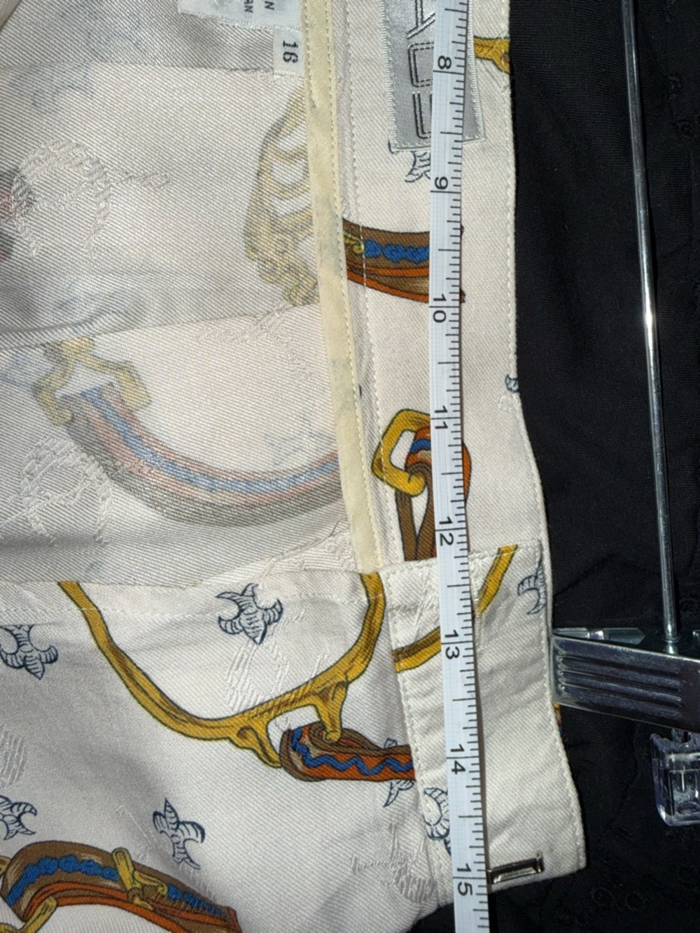 Vintage Equestrian Chain Print Pleated Midi Skirt Sz 16 Old Money Preppy Chic - Picture 12 of 14